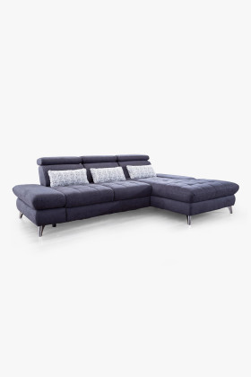 Ecksofa Stoff dunkelgrau L-Form mit Metallbeinen chrom